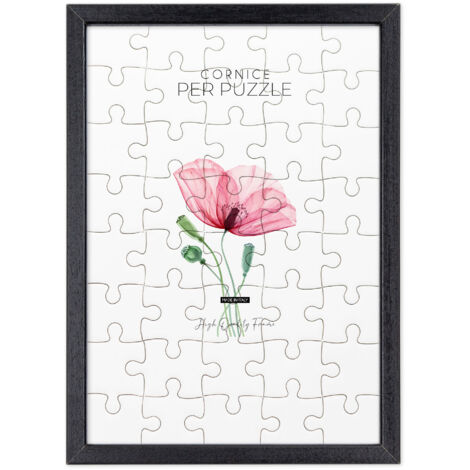 Lupia - Cornice per Puzzle Optical Black Nera da parete in Legno, protezione frontale in Acrilico Trasparente, Adatta e Compatibile con Formati Vari di dimensioni, pezzi e tessere 59,2x84,3 cm