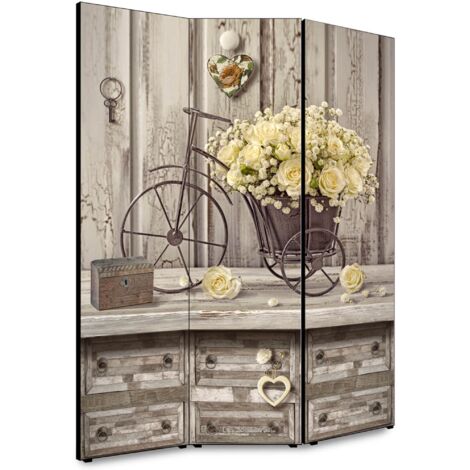 Lupia - Separe' per interni, Divisorio 135,6 x H 176 x P 3,1 cm YELLOW ROSES paravento 3 Ante in legno con Tele stampate fronte retro Soggetto unico (1/4)