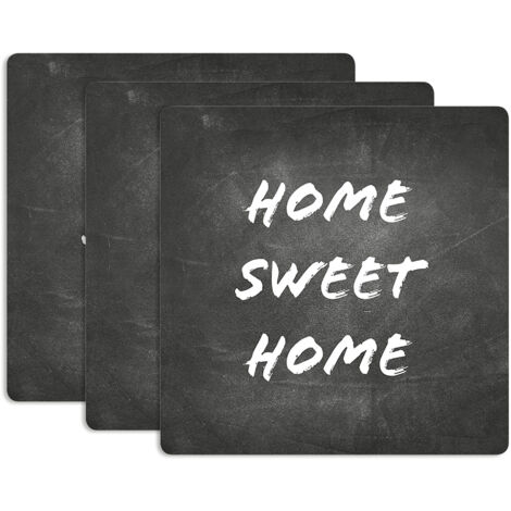 Lupia - Sottotutto decorato in Legno QUADRATO Sotto bicchiere, piatto, pentola HOME SWEET HOME Blackboard 10x10 cm Set 3 pz