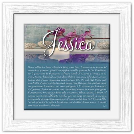 Lupia - Quadro mattonella Ceramica Modern White 29x29 cm con significato del nome Jessica (1/4)