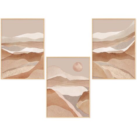 Lupia POSTER Set 3 stampe da parete LANDSCAPES A3 29,7x42 cm ART PRINTS METAL finitura metallizzata per soggiorno, camera da letto, cucina, astratti alta qualita', SENZA CORNICE (1/4)