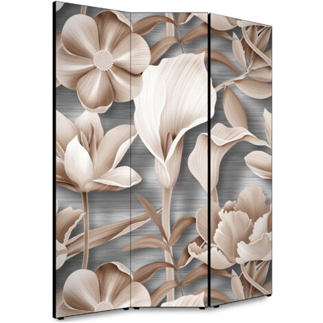 Lupia - Separe' per interni, Divisorio 135,6 x H 176 x P 3,1 cm FLOWER GRAPHIC MIX paravento 3 Ante in legno con Tele stampate fronte retro Soggetto unico
