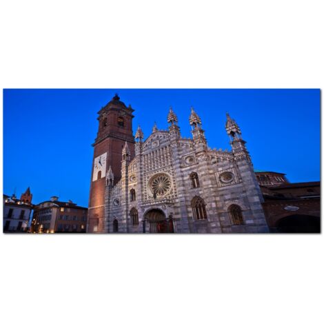Lupia - Quadro moderno su Tela Canvas DEEP 65X143 cm, con paesaggi e localismi italiani, per casa, soggiorno, capezzale camera da letto, hotel, ufficio, MONZA - DUOMO (1/4)