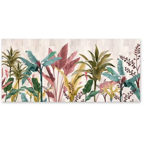 Lupia - Quadro moderno su Tela Canvas DEEP 65x143 cm BANANA LEAVES BEIGE, Tela Cotone, Stampa, Made in Italy, Telaio in Legno, casa, soggiorno, capezzale camera da letto, hotel, ufficio (1/4)