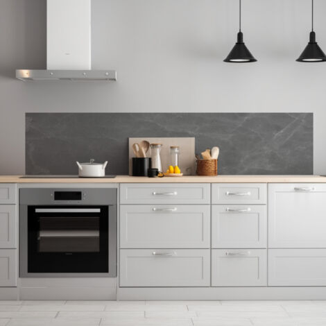 Lupia Pannello Paraschizzi Schienale Cucina con decorazione stampata, MARMO DARK GREY, in Alluminio composito, Facile da applicare, Lavabile Ignifugo Resistente all'Acqua 260xH62,5 cm