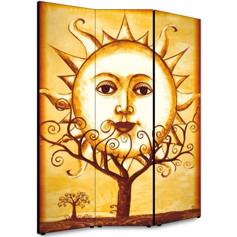 Lupia - Separe' per interni, Divisorio 135,6 x H 176 x P 3,1 cm SUN paravento 3 Ante in legno con Tele stampate fronte retro Soggetto unico (1/4)