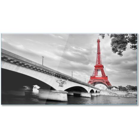 Lupia - Quadro Moderno Stampa su Vetro Temperato GLASS EIFFEL ROUGE  Alta Definizione e Lucentezza di Colori  Design Elegante per Soggiorno, Camera, Ufficio  Facile da Appendere, 73x139 cm, Vetro (1/4)