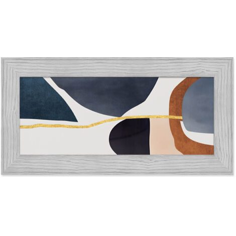 Lupia - Quadro moderno, per soggiorno camera da letto, con cornice BOSTON colore GREY, 28x57 cm, WATERCOLOR stampa su pannello in legno, stile artistico astratto