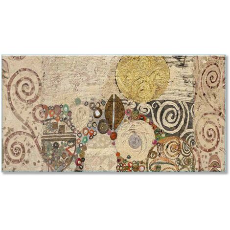 Lupia Quadro Moderno Stampa su Vetro Temperato GLASS COMPOSITION STYLE KLIMT Alta Definizione e Lucentezza di Colori  Design Elegante per Soggiorno, Camera, Ufficio  Facile da Appendere, 73x139 cm (1/4)
