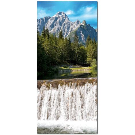 Lupia - Quadro moderno su Tela Canvas DEEP 65X143 cm, con paesaggi e localismi italiani, per casa, soggiorno, capezzale camera da letto, hotel, ufficio, UDINE - CASCATA (1/4)