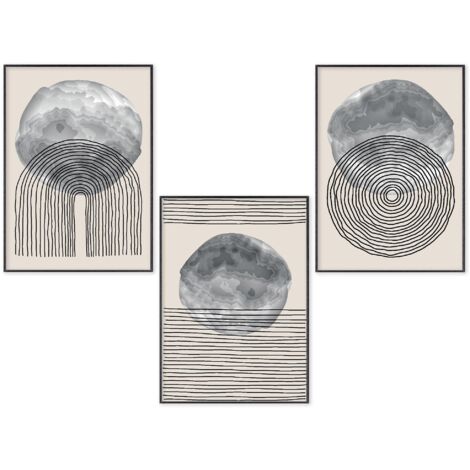 Lupia POSTER Set 3 stampe da parete LINES A3 29,7x42 cm ART PRINTS METAL finitura metallizzata per soggiorno, camera da letto, cucina, astratti alta qualita', SENZA CORNICE (1/4)