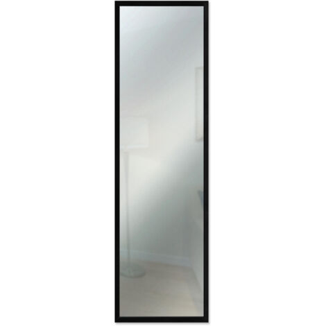 Lupia Specchio da parete moderno 34x114 cm Mirror OPTICAL Nero, con cornice nera sottile in legno, design lungo, specchiera per camera da letto, soggiorno, ingresso, verticale