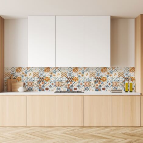 Lupia Pannello Paraschizzi Schienale Cucina con decorazione stampata, TILES COLOR, in Alluminio composito, Facile da applicare, Lavabile Ignifugo Resistente all'Acqua 300xH62,5 cm