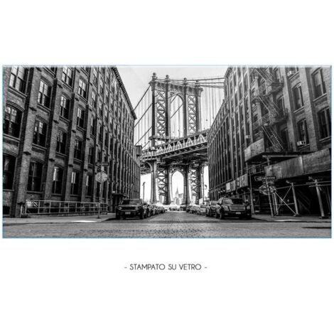 Lupia Quadro Moderno Stampa su Vetro Temperato GLASS MANHATTAN BRIDGE CARS - BLACK Alta Definizione e Lucentezza di Colori  Design Elegante per Soggiorno, Camera, Ufficio 73x139 cm (1/4)