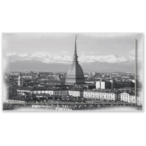 Lupia - Quadro moderno su Tela con Cornice stampata NEWEXT 75x135 cm, paesaggi localismi italiani, per casa soggiorno capezzale camera da letto hotel ufficio, TORINO LA MOLE (1/4)