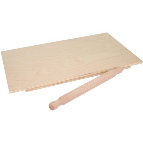 Lupia - Set Spianatoia con Mattarello, Legno di Betulla Naturale, Dimensioni 30x48,5 cm, Mattarello 30,5 cm Ø 2,5 cm, Ideale per impastare e stendere pasta, Prodotto in Italia
