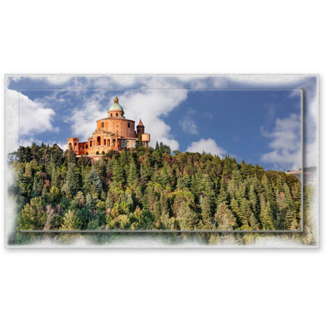 Lupia - Quadro moderno su Tela con Cornice stampata NEWEXT 75x135 cm, paesaggi localismi italiani, per casa soggiorno capezzale camera da letto hotel ufficio, BOLOGNA SANTUARIO MADONNA DI S. LUCA (1/4)