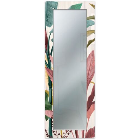 Lupia - Specchio da Parete Moderno MIRROR FANTASY BANANA LEAVES, Specchiera per Camera da Letto, Ingresso, Corridoio, Cornice Legno Stampata, Vetro Cristallo, 44x127 cm