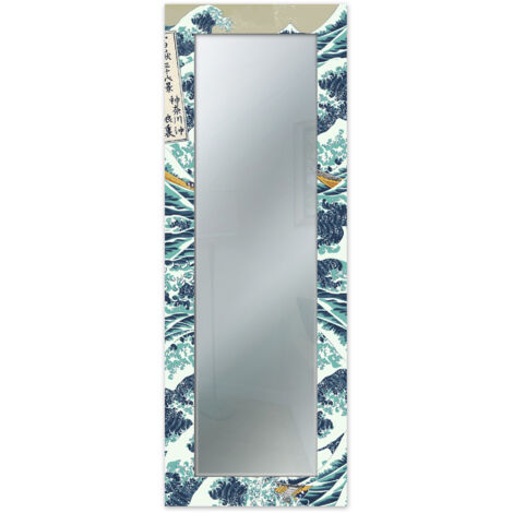 Specchio da parete Rotondo moderno Mirror Fantasy TROPICAL GREEN diam. 65 cm, Circolare con cornice stampata, specchiera per camera da letto, soggiorno, ingresso