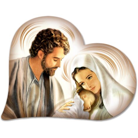 Lupia - Quadro Capezzale, Collezione HEART NATIVITY BROWN Sacra Famiglia in Legno,  Artigianale Made in Italy, Stile Moderno e Classico, 40x50 cm, Legno (1/4)