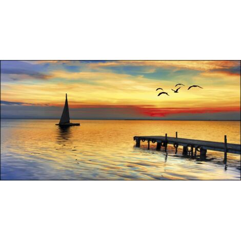 Lupia - Quadro su tela canvas DEEP 100X180 DOCK AND BOAT (1/3)