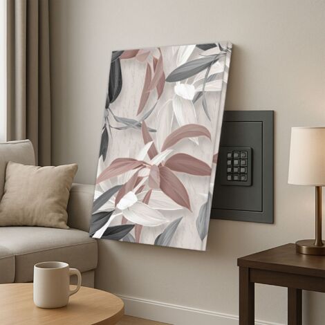 Lupia - Quadro Copri Cassaforte Tela LEAVES MIX, decorazione moderna per nascondere Quadri Elettrici, Contatori, Modem, Cotone con Telaio Legno, varie dimensioni senza cerniera 50x40 cm
