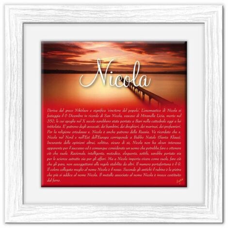 Lupia - Quadro mattonella Ceramica Modern White 29x29 cm con significato del nome Nicola (1/4)