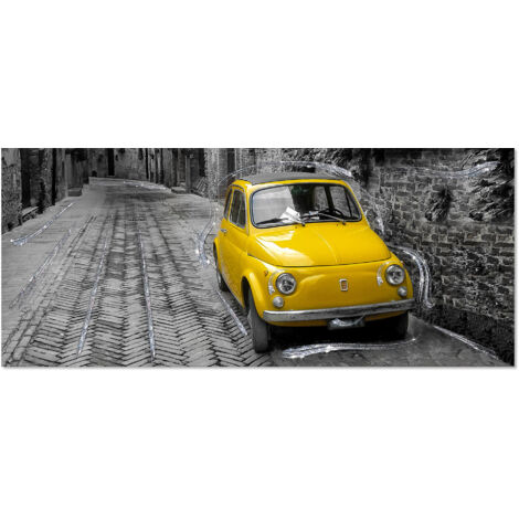 Lupia - Quadro moderno su tela BRILLANT con Glitter 52x122 cm 500 YELLOW per soggiorno, capezzale camera da letto, ufficio (1/4)