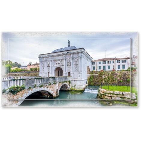 Lupia - Quadro moderno su Tela con Cornice stampata NEWEXT 75x135 cm, paesaggi localismi italiani, per casa soggiorno capezzale camera da letto hotel ufficio, TREVISO PORTE ANTICHE (1/4)