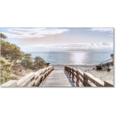 Lupia Quadro Moderno Stampa su Vetro Temperato PONTILE SULLA SPIAGGIA LIGHT 73x139 cm, Alta Definizione e Lucentezza di Colori, Design Elegante per Soggiorno, Camera, Ufficio, Facile da Appendere (1/4)