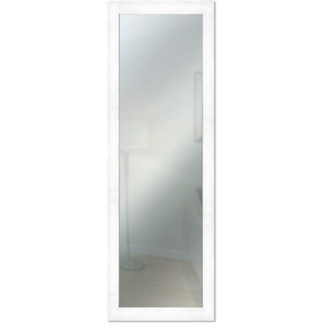 Lupia - Specchio da Parete lungo Moderno con cornice BOSTON 50x150 cm, Legno MDF, Design Shabby Chic, per Camera da Letto, Soggiorno, Ingresso, Montaggio Verticale o Orizzontale Bianco