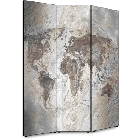 Lupia - Separe' per interni, Divisorio 135,6 x H 176 x P 3,1 cm WORLD GEOGRAPHIC paravento 3 Ante in legno con Tele stampate fronte retro Soggetto unico (1/4)