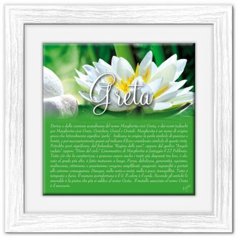 Lupia - Quadro mattonella Ceramica Modern White 29x29 cm con significato del nome Greta (1/4)