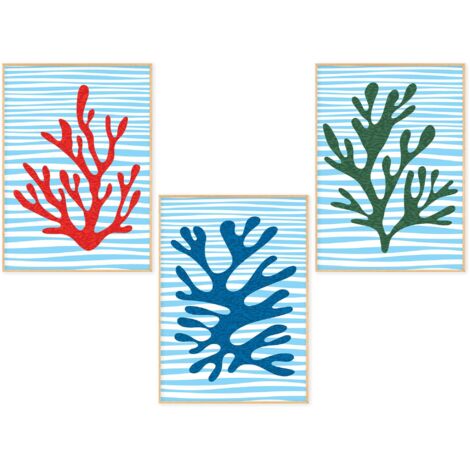 Lupia POSTER Set 3 stampe da parete CORAL A3 29,7x42 cm ART PRINTS METAL finitura metallizzata per soggiorno, camera da letto, cucina, astratti alta qualita', SENZA CORNICE (1/4)