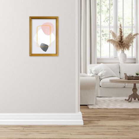 Lupia - Cornice Portafoto da Parete, Oro Anticato BLITZ, Made in Italy, Appendibile Orizzontale/Verticale, dorata, per Foto, Stampe Artistiche, Poster, Quadri Moderni 35x50 cm