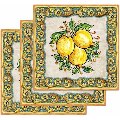 Lupia - Sottotutto decorato con stampa a colori in Legno QUADRATO Sotto bicchiere, piatto, pentola con varie dimensioni 10x10 cm Set 3 pz - FRUIT 3