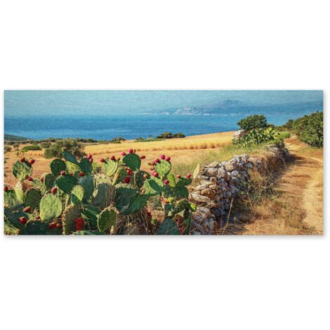 Lupia - Quadro moderno su Tela Canvas DEEP 65X143 cm, con paesaggi e localismi italiani, per casa, soggiorno, capezzale camera da letto, hotel, ufficio, PUGLIA - COSTA DEL SUD (1/4)