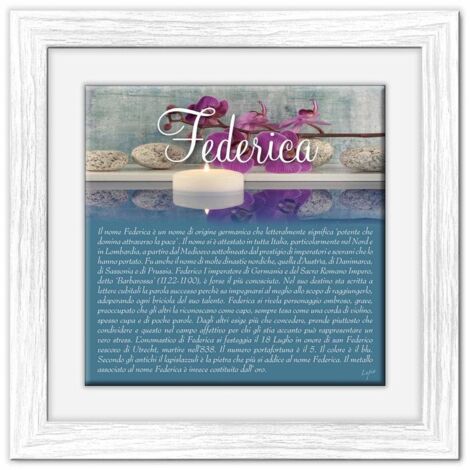 Lupia - Quadro mattonella Ceramica Modern White 29x29 cm con significato del nome Federica (1/4)