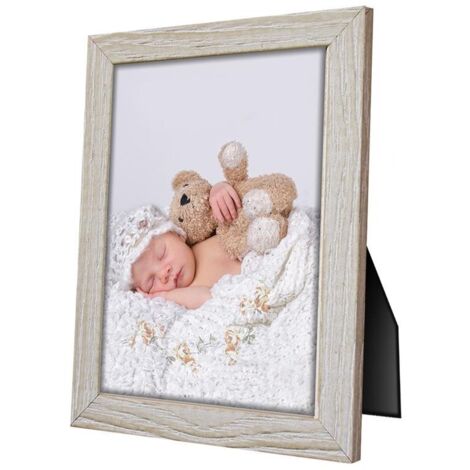 Lupia - Portafoto da tavolo in legno shabby BEIGE 13x18 cm