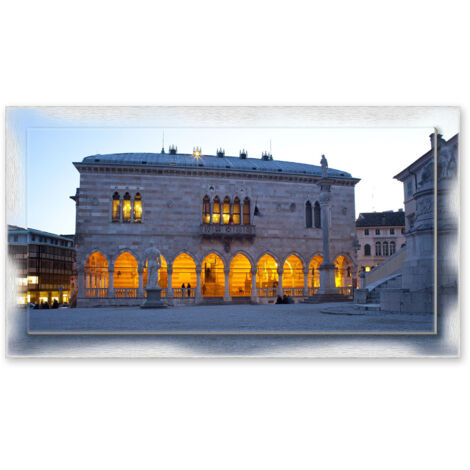 Lupia - Quadro moderno su Tela con Cornice stampata NEWEXT 75x135 cm, paesaggi localismi italiani, per casa soggiorno capezzale camera da letto hotel ufficio, UDINE PIAZZA LIBERTA' (1/4)