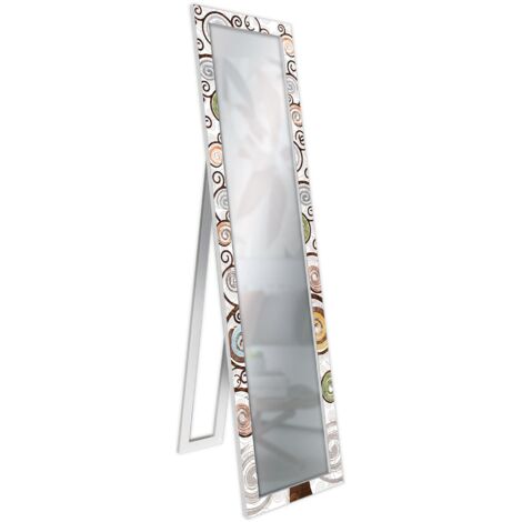 Lupia - Specchio da Terra Moderno FLOOR MIRROR DECO 40x156 cm TREE WHITE, Albero della Vita, Specchiera con Cornice Stampata in Legno Regolabile con cavalletto e Montabile a Parete