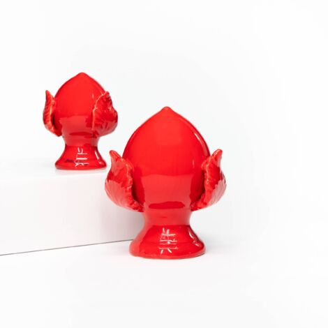 PUMO colorato ROSSO Salentino Chiuso NEW decorazione in ceramica tipica pugliese Grande H 16 cm