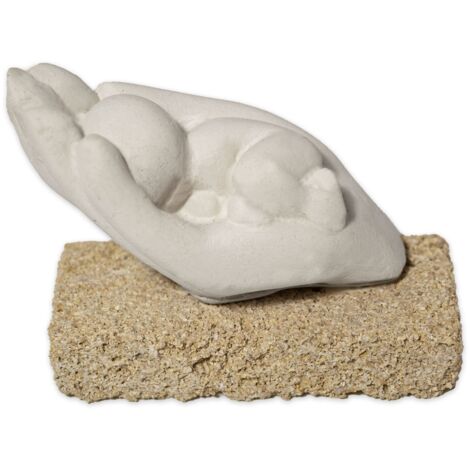 Lupia - Bomboniera Statuetta NEWBORN Piccola scultura soprammobile per Battesimo nascita in Pietra Leccese 7,5x4 H 6 cm