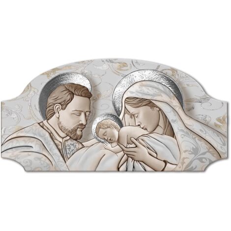 Lupia - Quadro Capezzale Sacra Famiglia THE KISS CERAMIC MIX FASHION TABLE, Stile Moderno e Classico, Artigianale Made in Italy, 50x100 cm, Legno