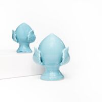 PUMO colorato AZZURRO Tiffany celeste Salentino Chiuso NEW decorazione in ceramica tipica pugliese Medio H 12 cm