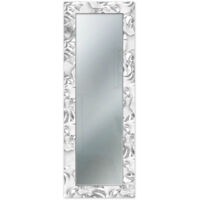 Lupia - Specchio da Parete Lungo MIRROR FANTASY CALLE WHITE, Specchiera Rettangolare con Cornice Legno Stampata, Design Moderno Tropicale, Adatto per Camera da Letto, Soggiorno, Ingresso, 52x152 cm