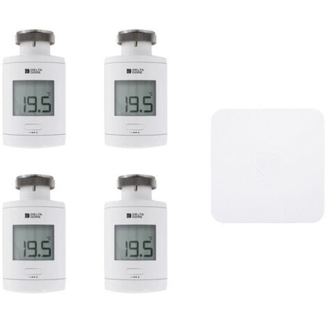 Pack starter TRV 1.0 connecté - 4 têtes thermostatiques intelligentes - 6050684 - Delta Dore