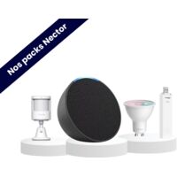 Pack simulation de présence - Echo Pop noir - Aqara - Alexa - Spot GU10 couleurs & nuances de blanc