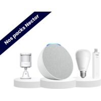 Pack simulation de présence avec Echo Pop blanc - Aqara - Alexa - Ampoules E27 nuances de blancs