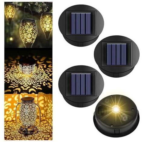 4er-Pack Solarleuchten für den Außenbereich, Ersatz für Solarlaternen, 8 cm Ersatz-Solarabdeckung, Solarleuchten für Außenbeleuchtung, geeignet für Garten-/Tischdekoration [Energieklasse A] FLITI